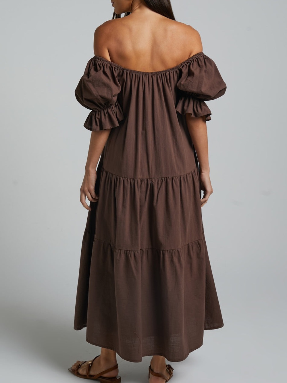 NWT REVOLVE Australia SHOWPO Zaharrah tiered midi dress US 6 chocolate brown - Picture 5 of 11
